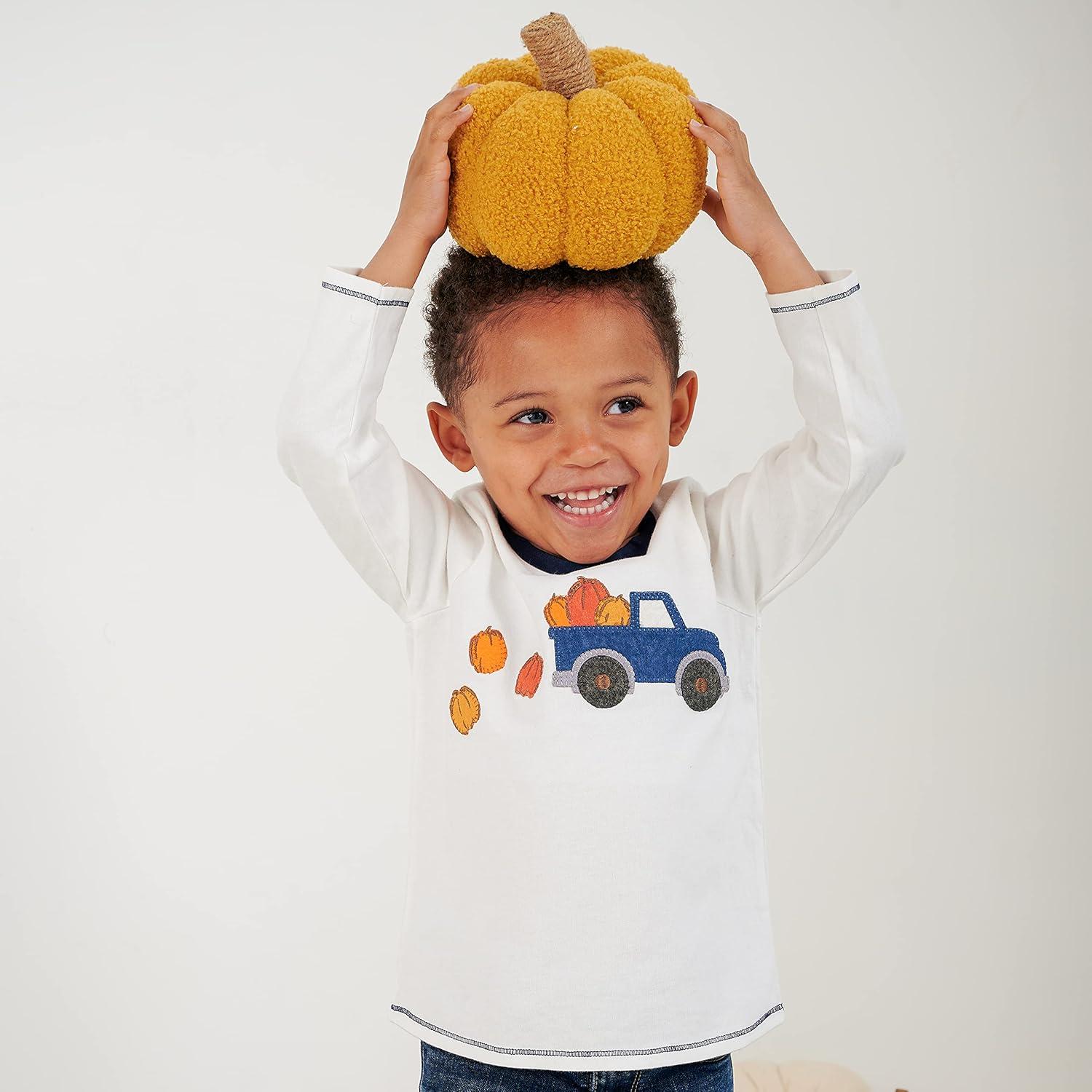 image:imageMud Pie Shearling Fablic Pumpkin Dcor Yellow Small