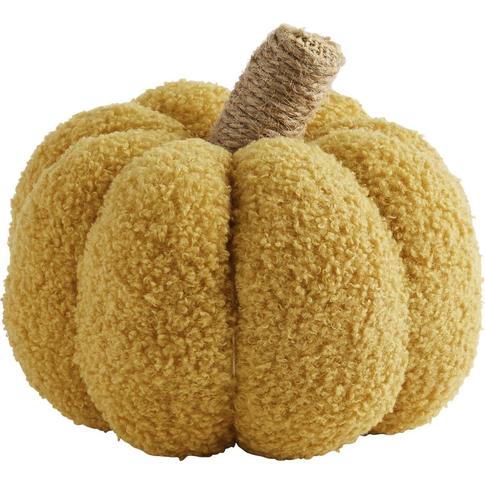 image:imageMud Pie Shearling Fablic Pumpkin Dcor Yellow Small