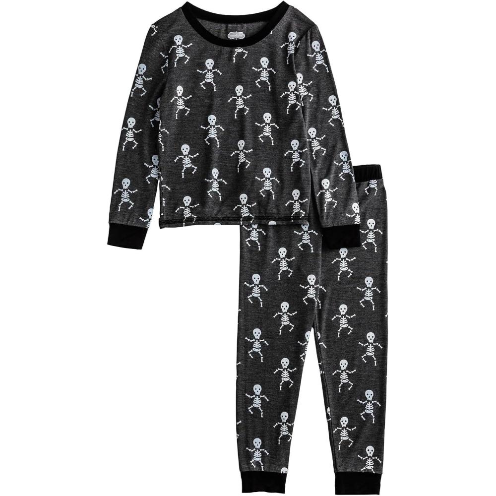 image:imageMud Pie boys Boy Halloween Skeleton Glow PjsGrey