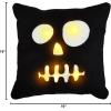 Mud Pie Light Up Halloween Throw Pillow, Ghost, 16″ x 16″(Skeleton)