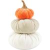 Mud Pie Velvet Stacked Pumpkins, 15″, Orange