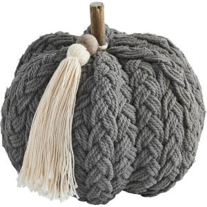 Mud Pie Braided Rope Pumpkin Sitter, Gray