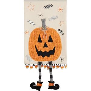 Mud Pie Dangle Leg Towel, Pumpkin, 10.5″ x 7″