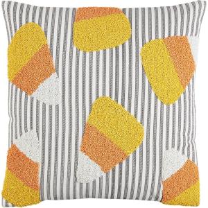 Mud Pie Ghost Halloween Pillow, 18″ x 18″(Candy Corn)