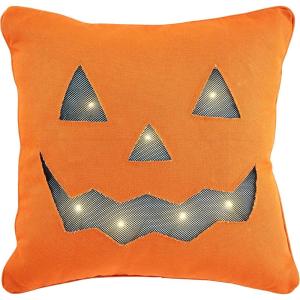 Mud Pie Light Up Halloween Throw Pillow, Ghost, 16″ x 16″(Pumpkin)