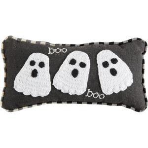 Mud Pie Mini Halloween Pillow, Ghost, 8″ x 8″