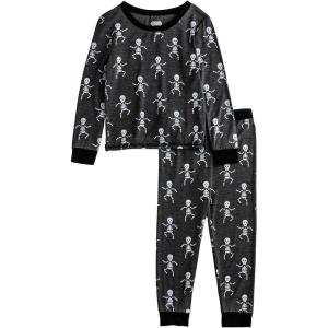 Mud Pie boys Boy Halloween Skeleton Glow Pjs(Grey)