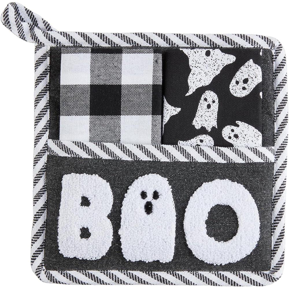 image:imageMud Pie Towel Pot Holder Boo Holder 8 x 8  Towel 12 x 12