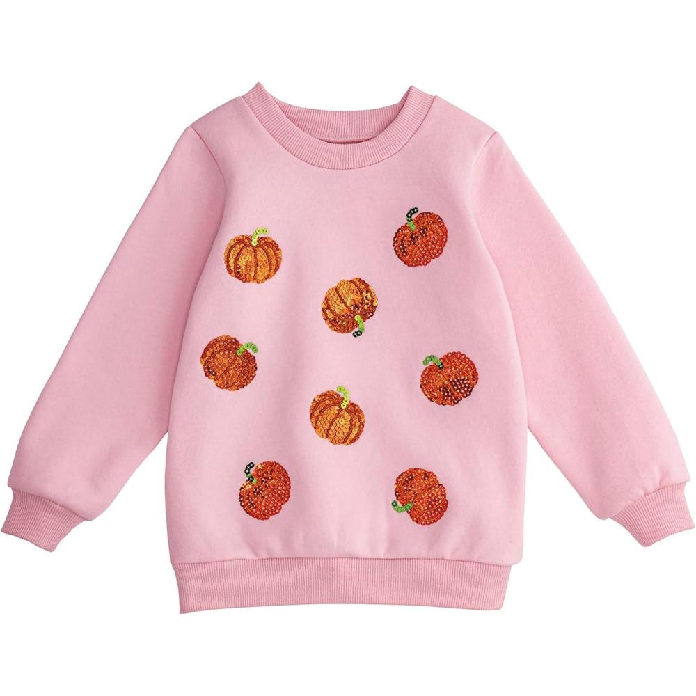 image:imageMud Pie girls Sequin Pumpkin SweatshirtPink