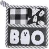 Mud Pie Towel Pot Holder, Boo, Holder 8″ x 8″ | Towel 12″ x 12″