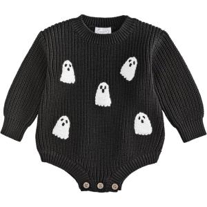 Mud Pie Baby-Boys Kids Baby Boy Halloween Ghost Sweater Bubble(Black)