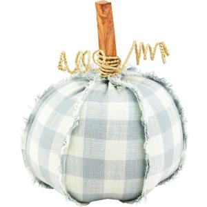 Mud Pie Gingham Pumpkin Sitter, Small, 9.5″ x 8″(Small)
