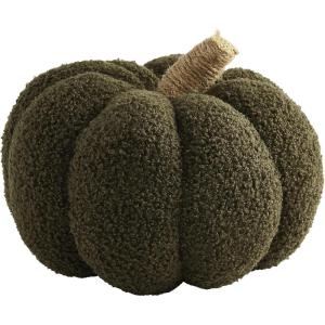 Mud Pie, Green, Shearling Fablic Pumpkin Décor, Large, 8″ x 9″ Dia