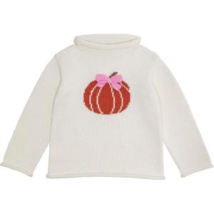 Mud Pie Kids Bow Pumpkin Rollneck Sweater, Large-4T-5T