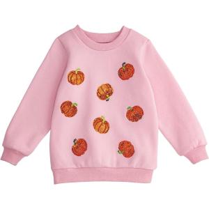Mud Pie girls Sequin Pumpkin Sweatshirt(Pink)