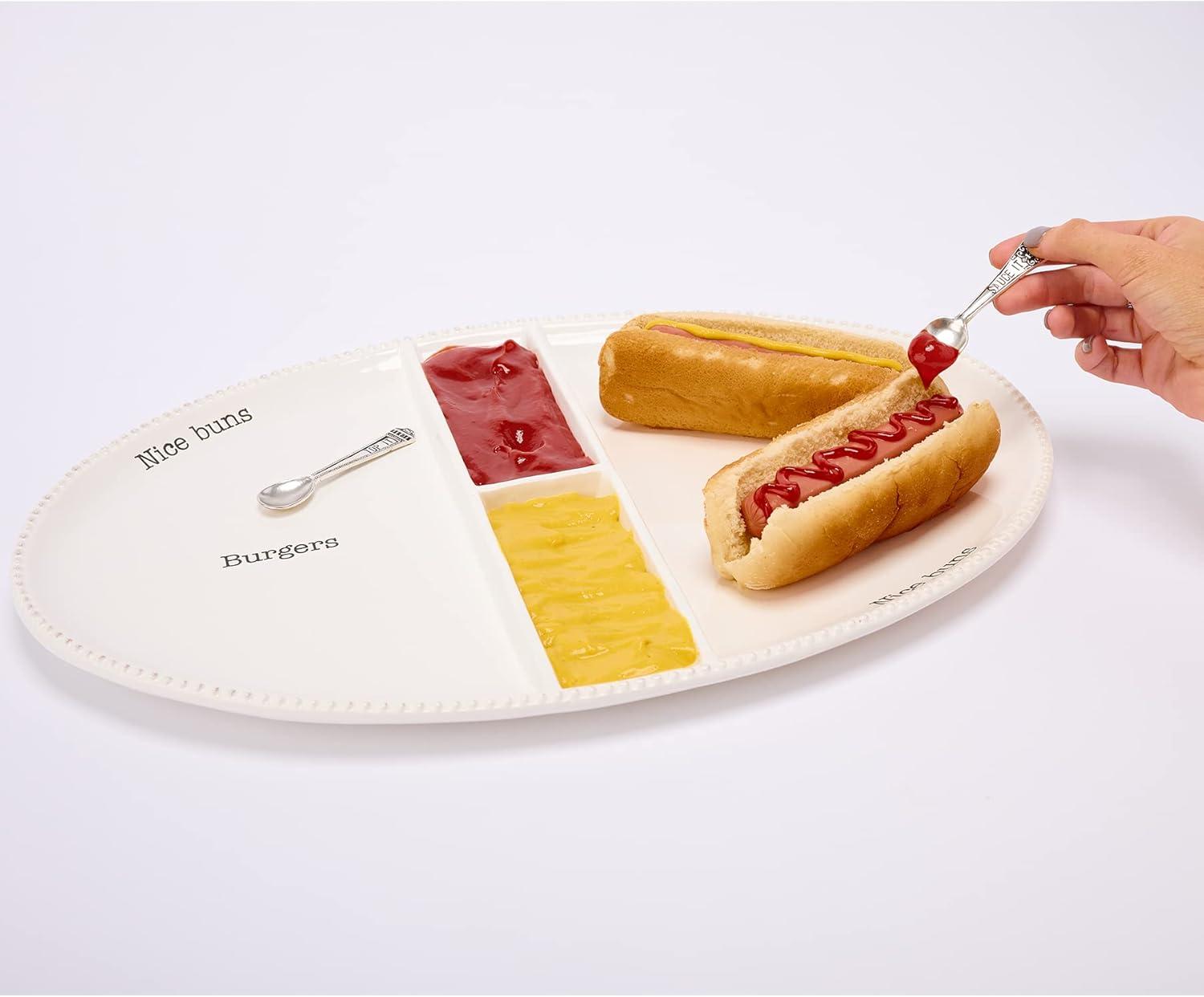 image:imageMud Pie Circa Hamburger and Hot Dog Platter White 12 x 18