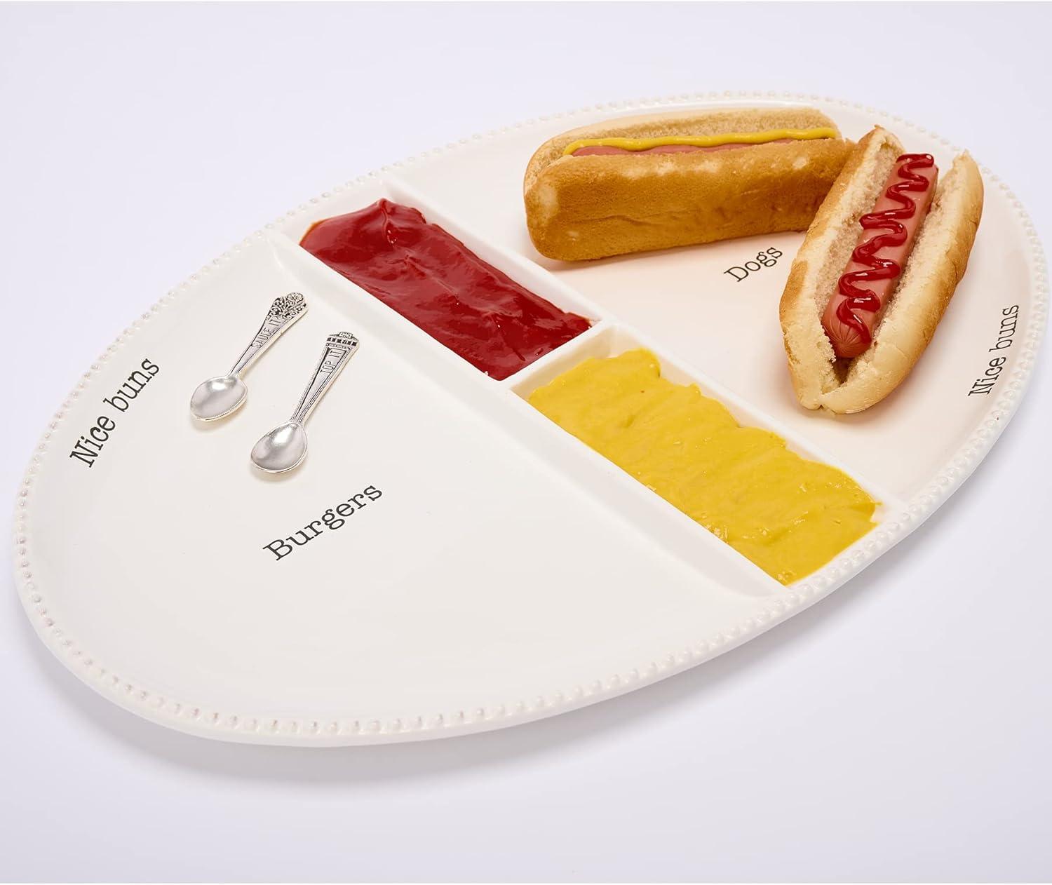 image:imageMud Pie Circa Hamburger and Hot Dog Platter White 12 x 18