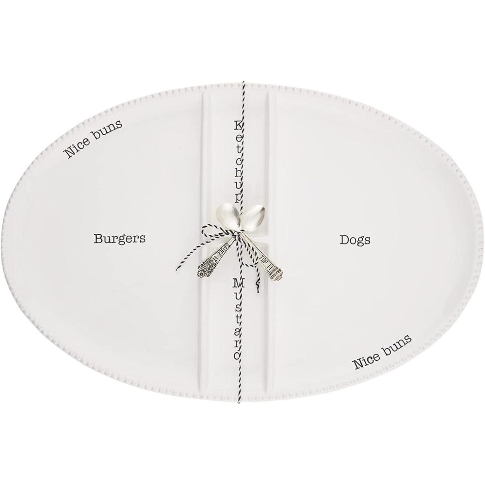 image:imageMud Pie Circa Hamburger and Hot Dog Platter White 12 x 18