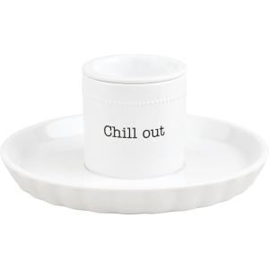 Mud Pie Circa Chip and Dip Chiller Bowl, White, 1 1/4″ x 12″ dia