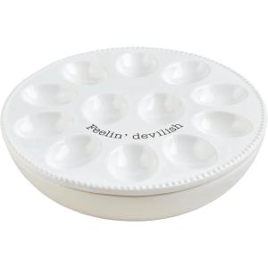 Mud Pie Circa Deviled Egg Chiller Set, White, 2″ x 10″ dia