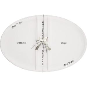 Mud Pie Circa Hamburger and Hot Dog Platter, White, 12″ x 18″