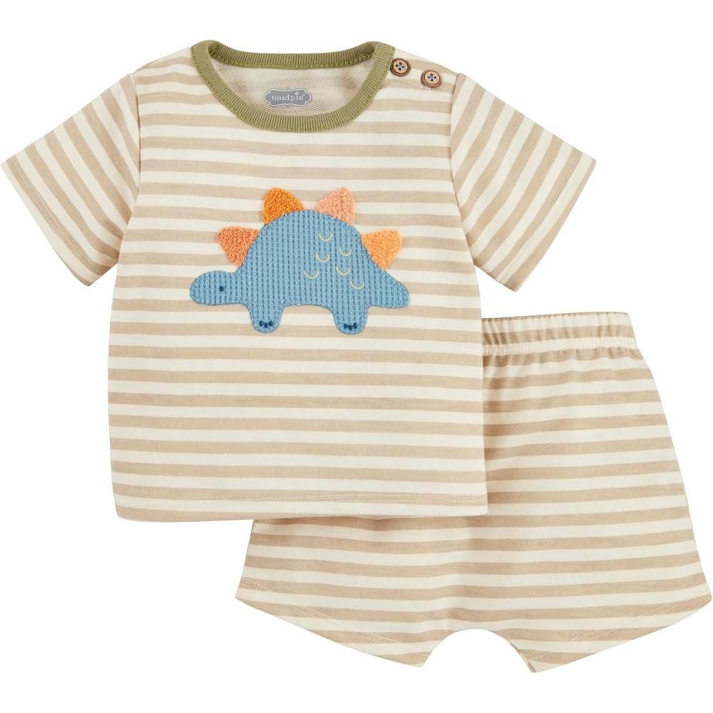 image:imageMud Pie Childrens Dino Applique Short Set 36M