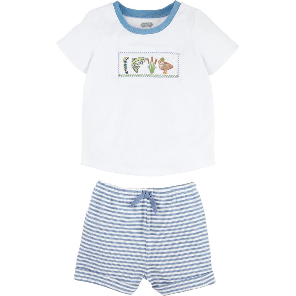 image:imageMud Pie Childrens Fishing Smocked Short Set 1218M