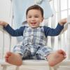 Mud Pie baby-boys Check Overall Shirt Set(Blue)