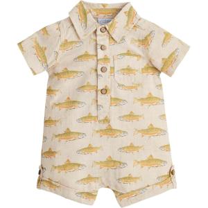 Mud Pie Baby Boys’ Mud Pie Children’s Linen Fish Romper(Fish Print)