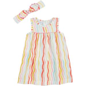 Mud Pie Baby Girls’ Mud Pie Children’s Rainbow Dress and Headband(Multi)