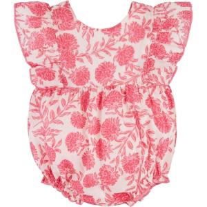 Mud Pie Baby Girls’ Mud Pie Children’s Ruffle Print Bubble(Pink)