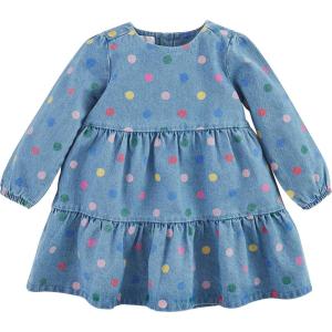 Mud Pie Baby Girls’ Mud Pie Girls Dress(Chambray Polka Dot)