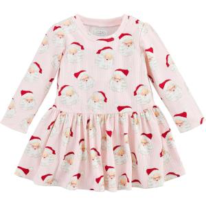 Mud Pie Baby Girls’ Mud Pie Girls Dress(Pink Vintage Santa)
