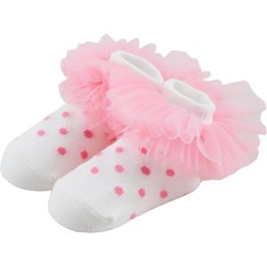 Mud Pie Children’s Pink Dot Tutu Socks; 0-12M