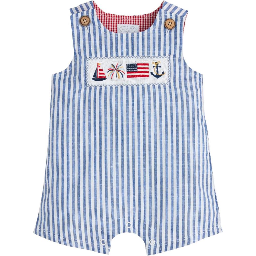 image:imageMud Pie Baby Boys Mud Pie Childrens Stripe Smocked Jon JonBlue Stripe