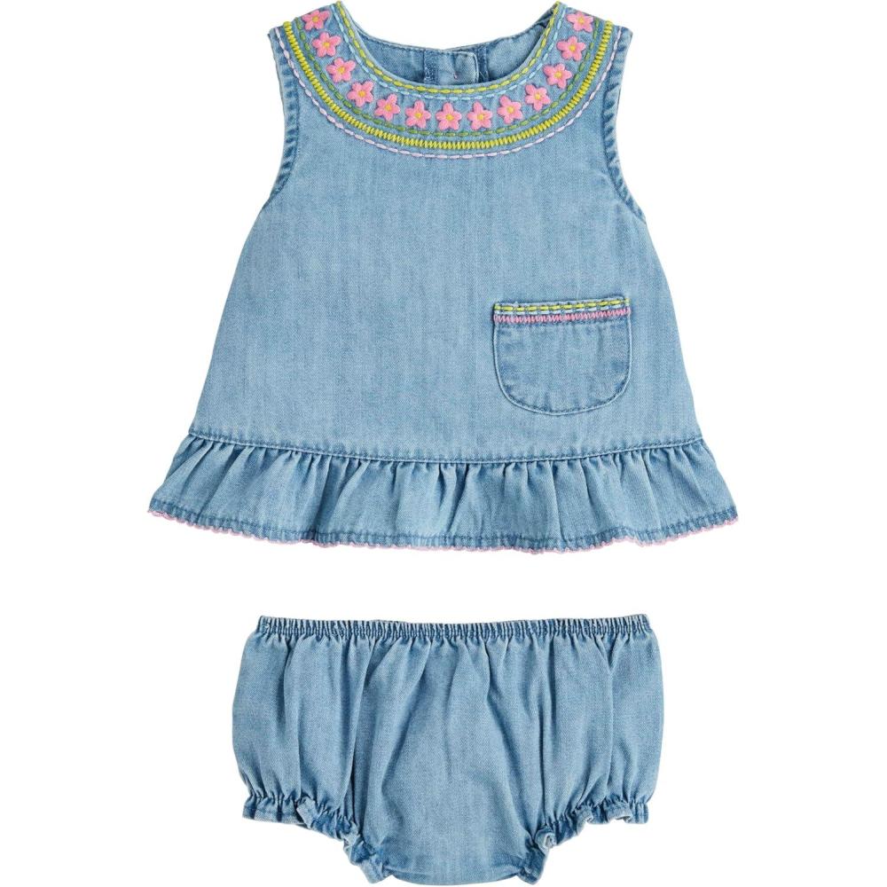 image:imageMud Pie Baby Girls Childrens Rainbow Floral Pinafore SetDenim