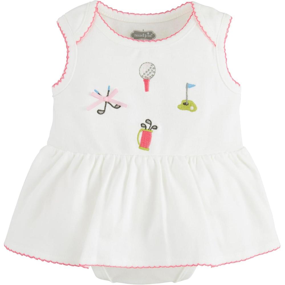 image:imageMud Pie Baby Girls Mud Pie Childrens Emb Golf Skirted CrawlerIvory