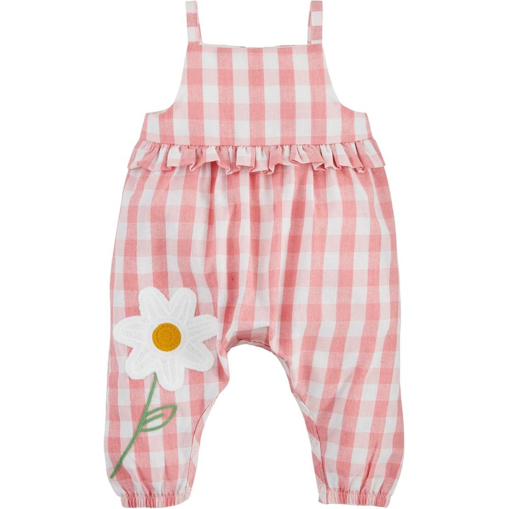 image:imageMud Pie Baby Girls Mud Pie Childrens Gingham Crochet Flower LongallPink