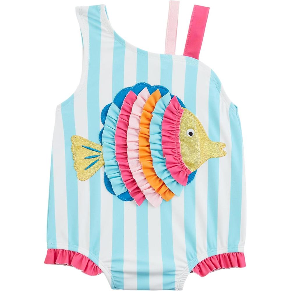 image:imageMud Pie Girls Glitter Fish Applique 1pc Swimsuit 5T