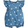Mud Pie Baby Girls Children’s Denim Star Romper(Stars)