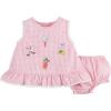 Mud Pie Baby Girls Children’s Embroidered Golf Pinafore Set(Pink)