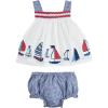 Mud Pie Baby Girls’ Mud Pie Children’s Sailboat Pinafore Set(Sailboats)