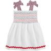 Mud Pie Baby Girls’ Mud Pie Children’s White Smocked Gauze Dress(White)