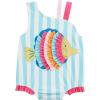 Mud Pie Girls Glitter Fish Applique 1pc Swimsuit, 5T