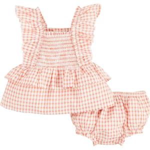 Mud Pie Baby Girls Children’s Check Smocked Pinafore Set(Check)