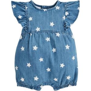 Mud Pie Baby Girls Children’s Denim Star Romper(Stars)
