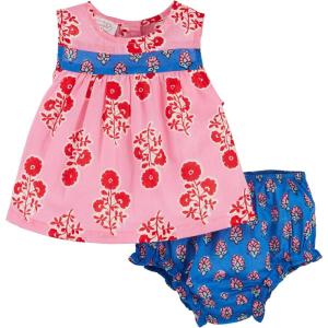 Mud Pie Baby Girls Children’s Mixed Print Pinafore(Pink Floral)