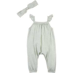 Mud Pie Baby Girls’ Mud Pie Children’s Green Check Longall(Check)