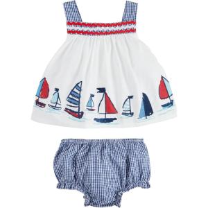 Mud Pie Baby Girls’ Mud Pie Children’s Sailboat Pinafore Set(Sailboats)