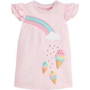 Mud Pie Baby Girls’ Mud Pie Children’s Sparkle Tshirt Dress(Pink)